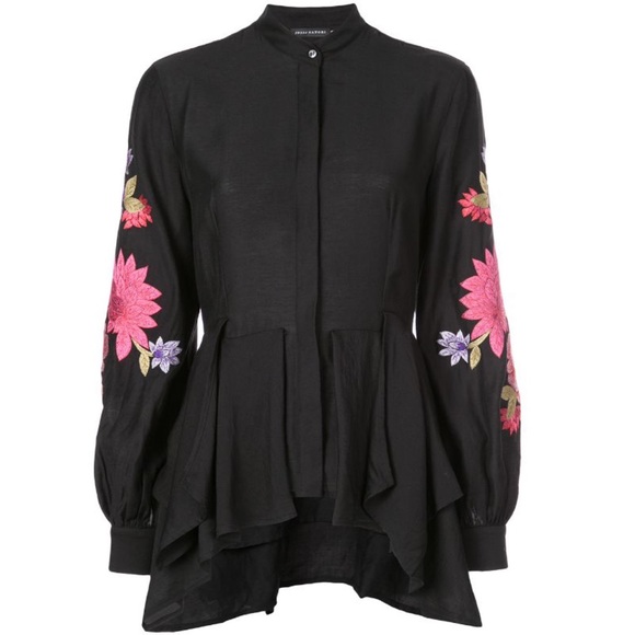 Natori Tops - Josie Natori Embroidered Floral Tunic Top
